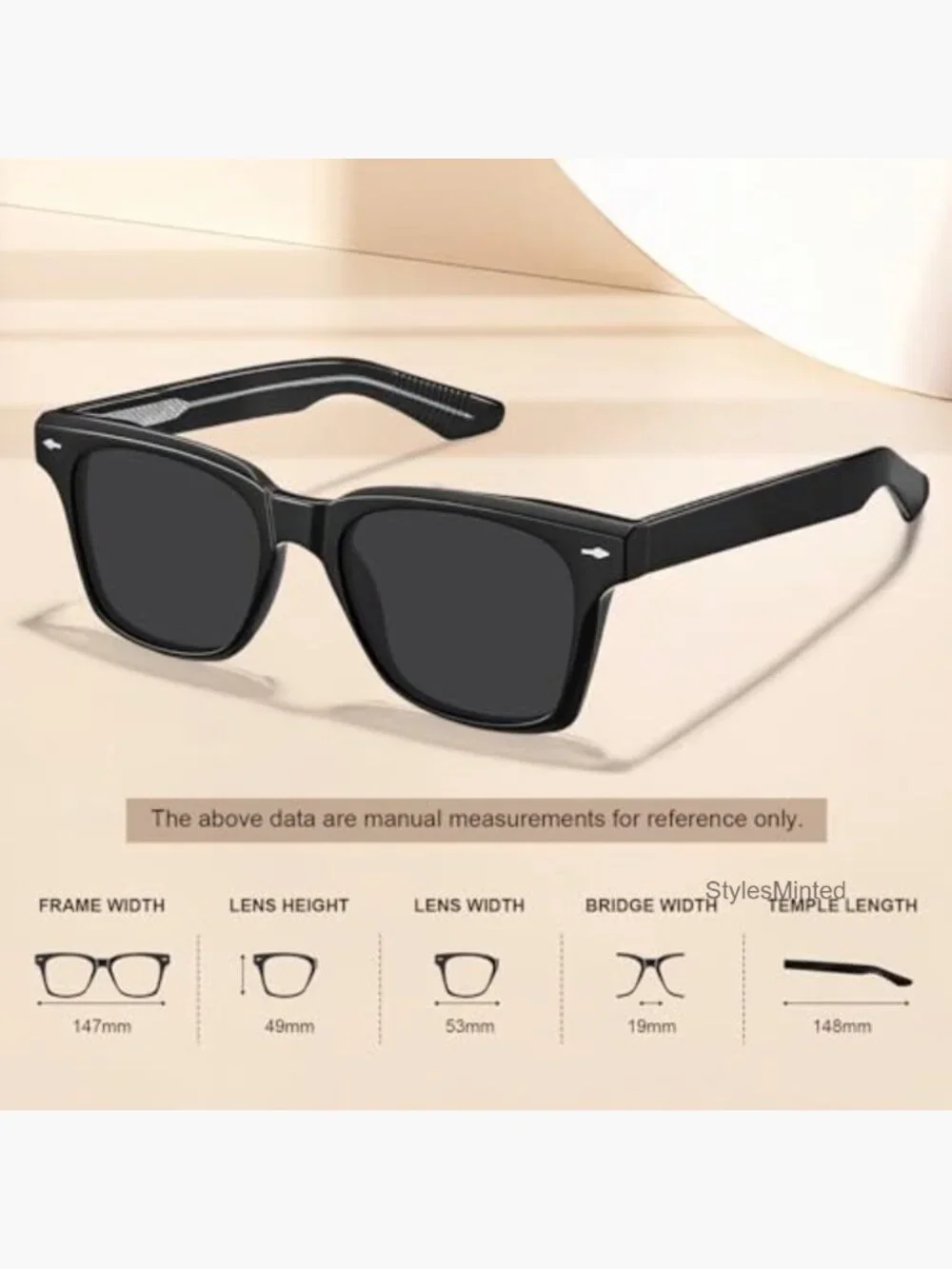 Retro Square Polarized Sunglasses UV400 Protection Chunky 90s Men